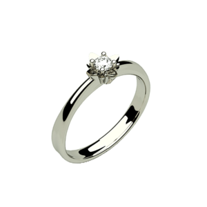 Anillo de pedida de oro blanco con diamante o circonita modelo Rose