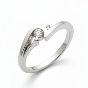 Anillo de pedida oro blanco con 2 diamantes naturales 0,10 quilates modelo Adina fabricado a medida