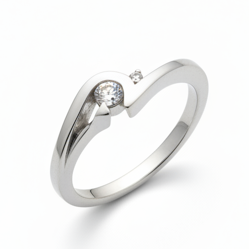 Anillo de pedida oro blanco con 2 diamantes naturales 0,10 quilates modelo Adina fabricado a medida