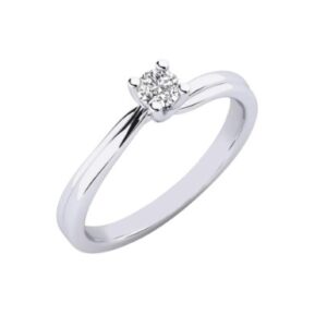 Anillo de pedida de plata de 1ª ley con diamante 0,16 ct modelo Yumara