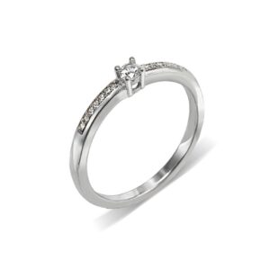 Anillo de pedida de plata de 1ª ley con diamantes modelo Bahía