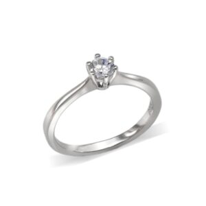 Anillo de pedida de plata de 1ª ley con diamante modelo Belma